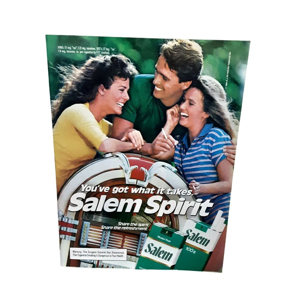 Vintage 1984 Salem Cigarettes Print Ad Salem Spirit Menthol Smoking